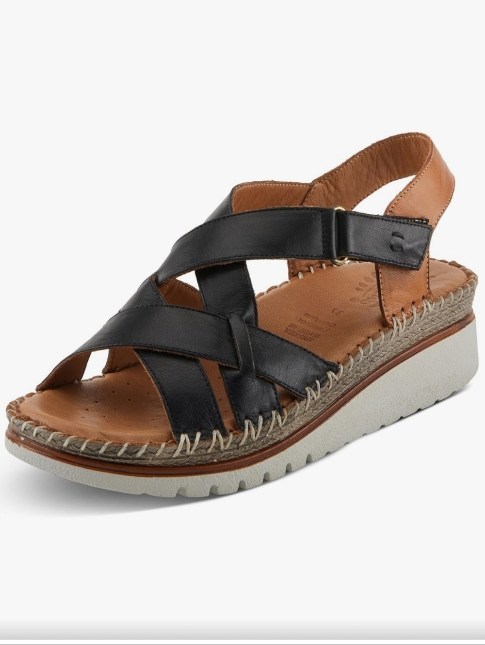 Spring Step Migula Black Tan Strappy Sandals Size 38